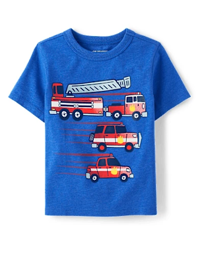 Baby And Toddler Boys Fire Vehicles Graphic Tee