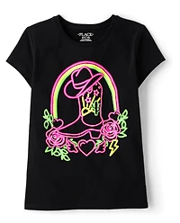 Girls Cowgirl Boot Graphic Tee