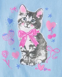 Girls Cat Bow Graphic Tee