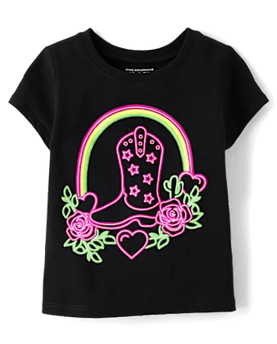Baby And Toddler Girls Cowgirl Boot Graphic Tee