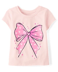 Baby And Toddler Girls Bow Graphic Tee
