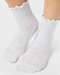 Girls Pointelle Ruffle Midi Socks