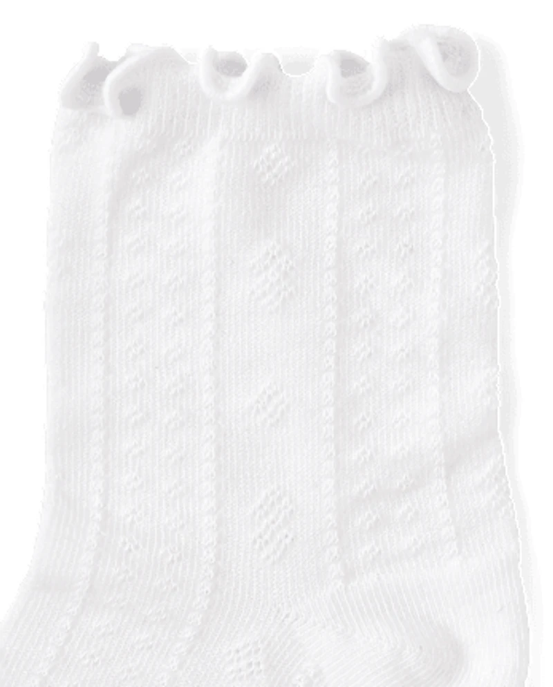 Girls Pointelle Ruffle Midi Socks