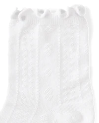 Girls Pointelle Ruffle Midi Socks