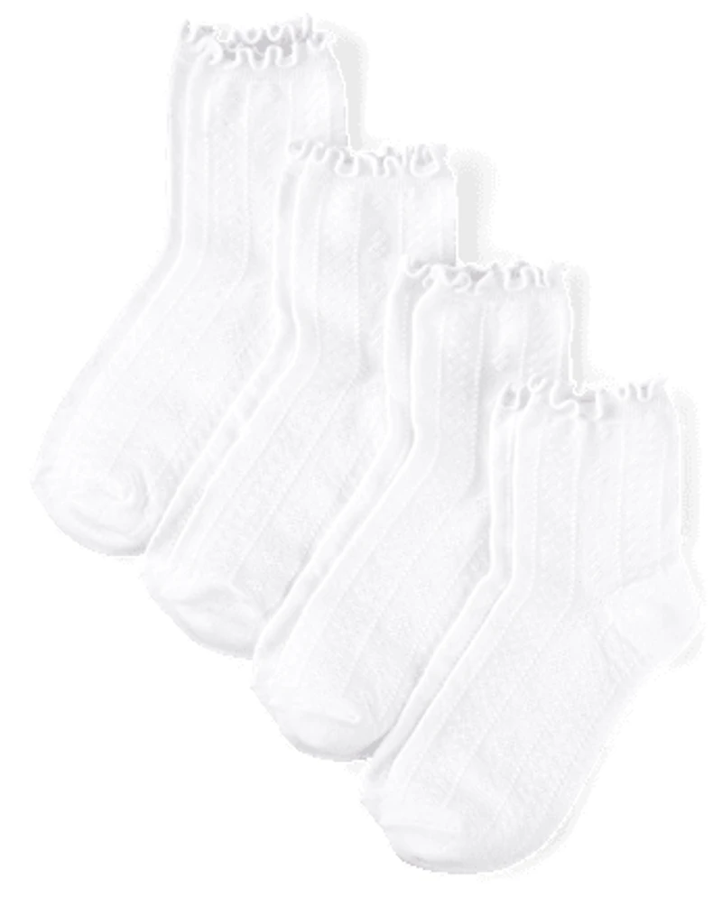 Girls Pointelle Ruffle Midi Socks