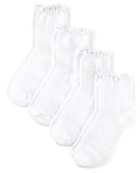 Girls Pointelle Ruffle Midi Socks