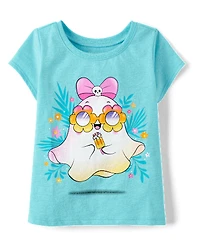 Baby And Toddler Girls Summerween Ghost Flowers Graphic Tee