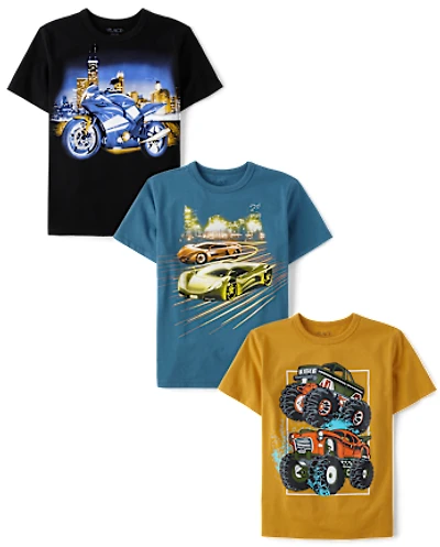 Boys Vehicle Graphic Tee 3-Pack