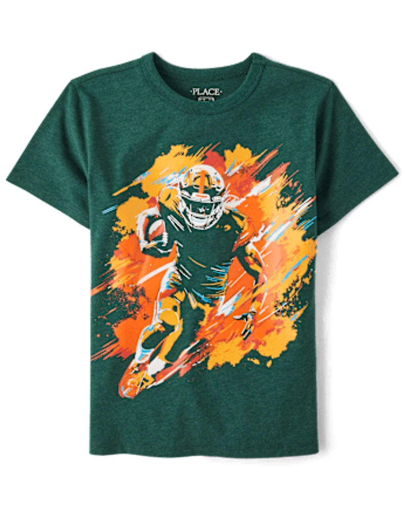 Boys Football Player Graphic Tee