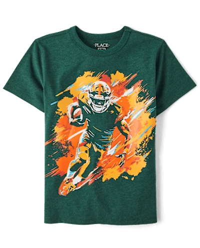 Boys Football Player Graphic Tee