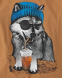 Boys Wolf Beanie Graphic Tee