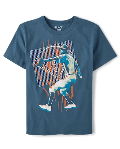 Boys Baseball Player Graphic Tee