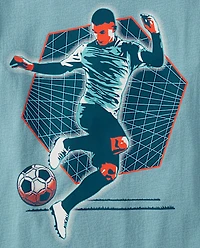 Boys Soccer Player Grid Graphic Tee