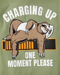 Boys Recharging Sloth Graphic Tee