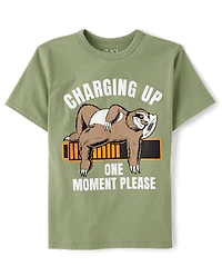 Boys Recharging Sloth Graphic Tee