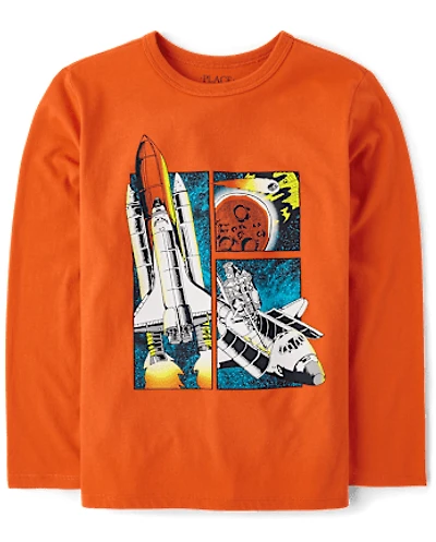 Boys Spaceship Comic Graphic Tee