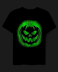 Boys Glow Pumpkin Face Graphic Tee