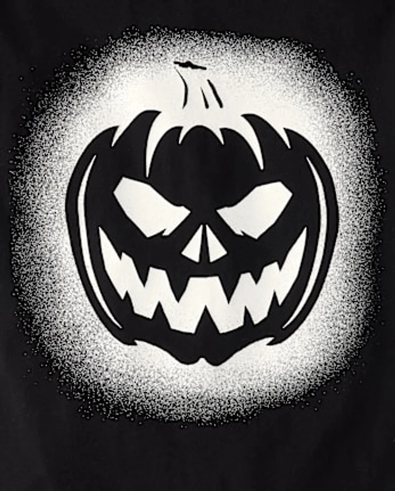 Boys Glow Pumpkin Face Graphic Tee