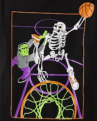 Boys Skeleton Basketball Player Graphic Tee