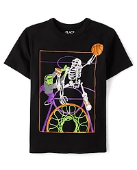 Boys Skeleton Basketball Player Graphic Tee