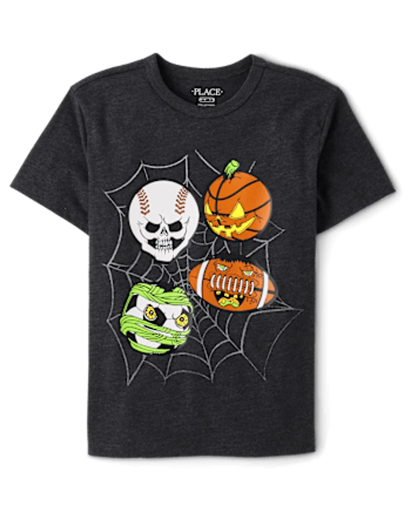 Boys Halloween Sports Balls Graphic Tee