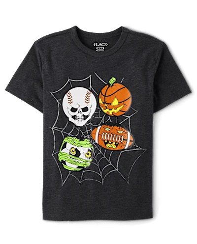 Boys Halloween Sports Balls Graphic Tee