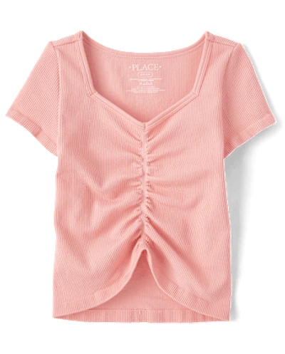 Girls Seamless Ribbed Ruched Top