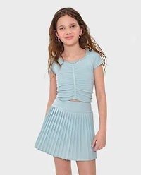 Girls Seamless Ribbed Ruched Top