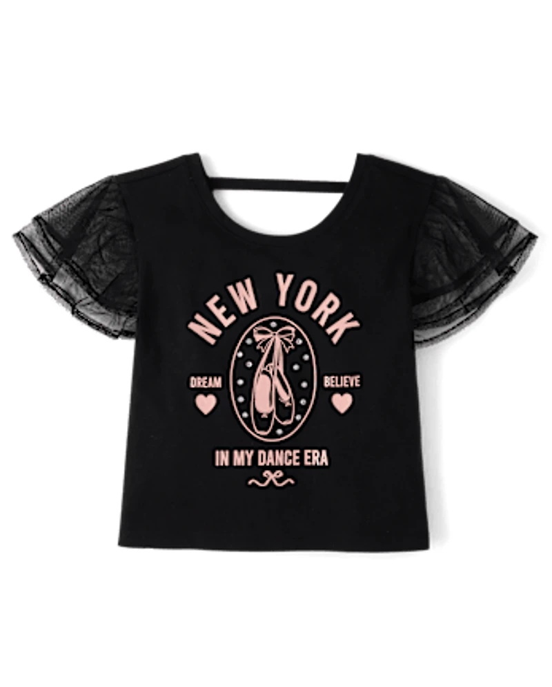 Girls Graphic Flutter Top