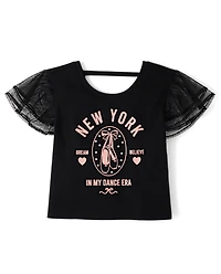 Girls Graphic Flutter Top