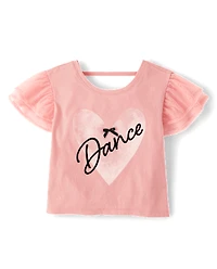 Girls Graphic Flutter Top