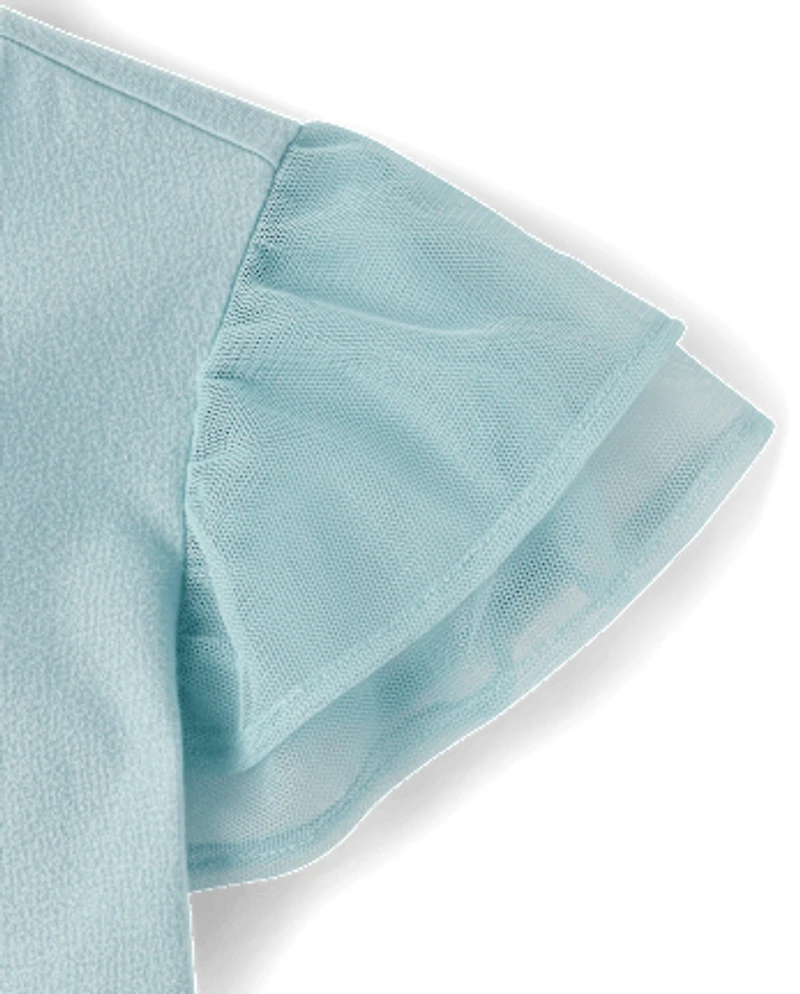 Girls Graphic Flutter Top