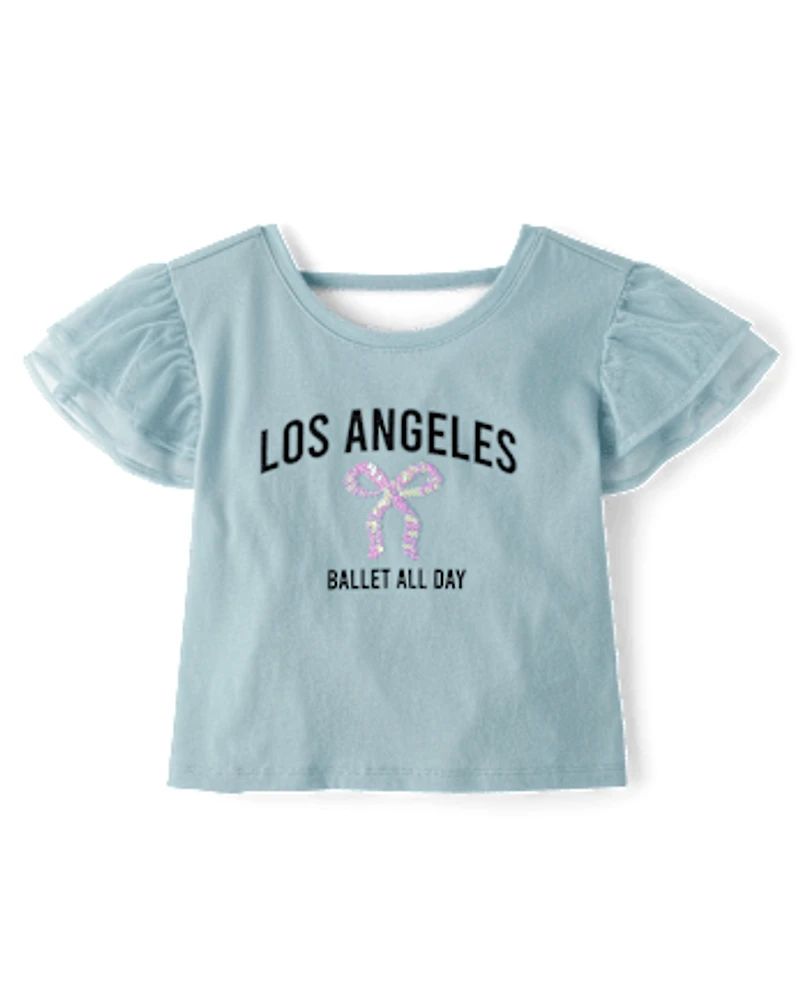 Girls Graphic Flutter Top