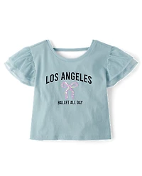 Girls Graphic Flutter Top