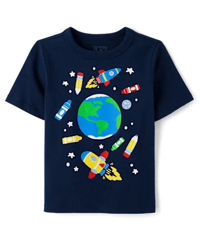 Toddler Boys Space School Supplies Graphic Tee