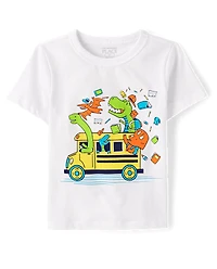 Toddler Boys Dino School Bus Graphic Tee