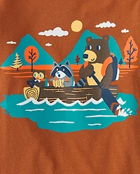 Baby And Toddler Boys Animal Boat Graphic Tee