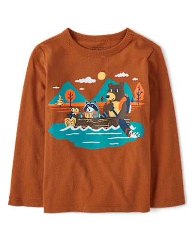 Baby And Toddler Boys Animal Boat Graphic Tee