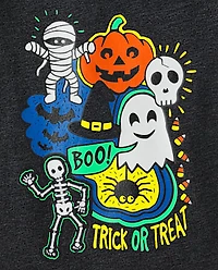 Baby And Toddler Boys Glow Halloween Doodles Graphic Tee