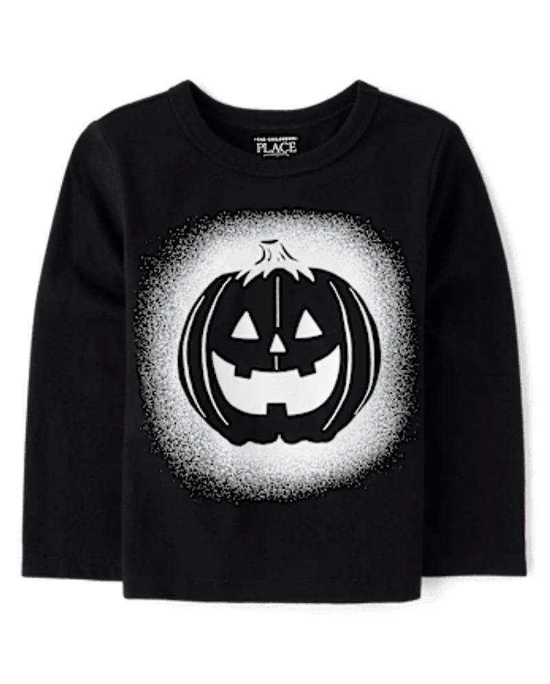 Baby And Toddler Boys Glow Pumpkin Face Graphic Tee