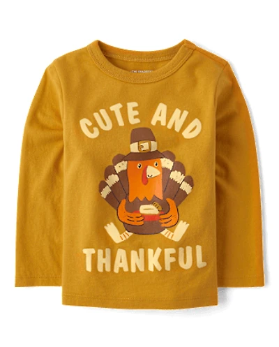 Baby And Toddler Boys Thankful Turkey Graphic Tee