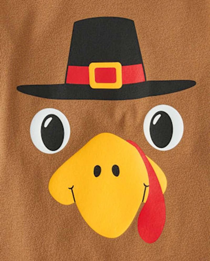 Baby And Toddler Boys Turkey Face Graphic Tee