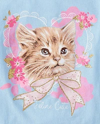 Girls Cat Heart Graphic Tee