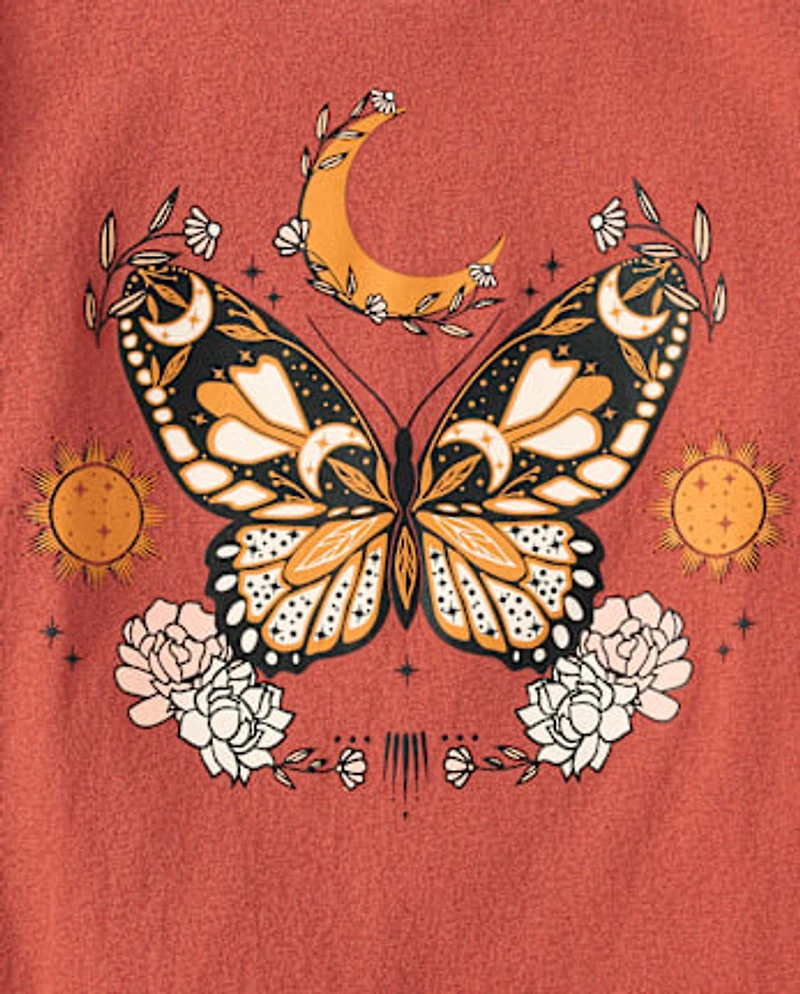 Girls Butterfly Moon Graphic Tee