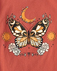 Girls Butterfly Moon Graphic Tee