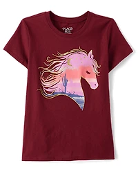 Girls Desert Horse Graphic Tee
