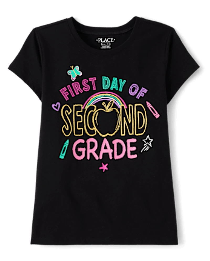 Girls First Day Second Grade Graphic Tee