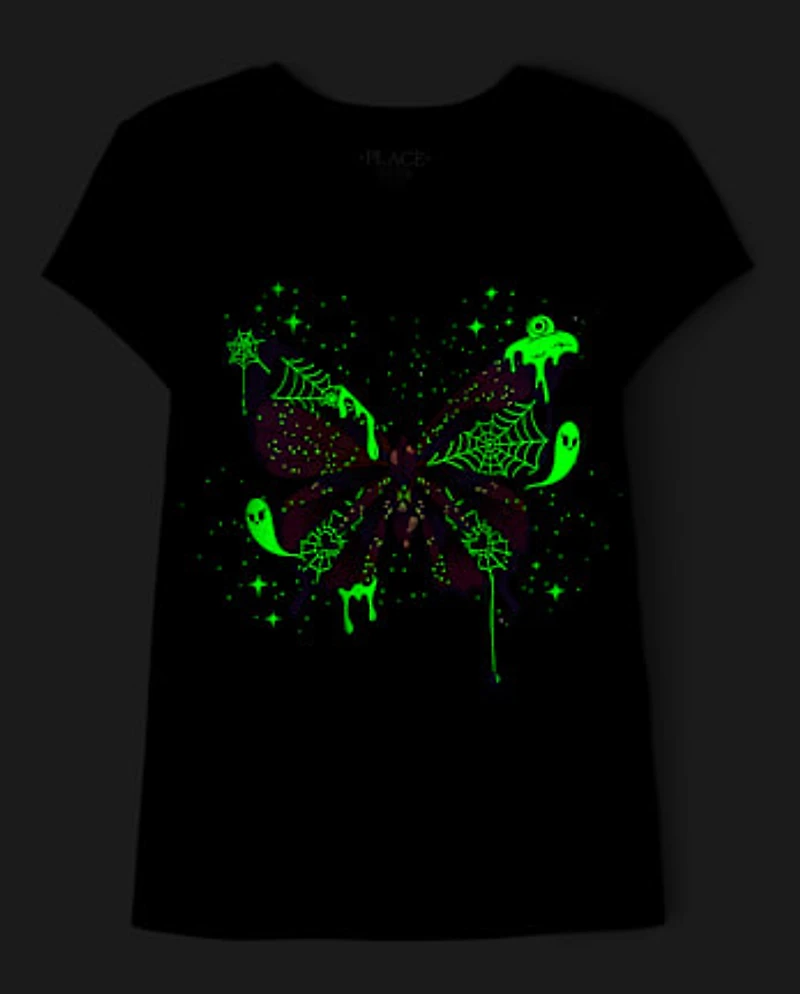 Girls Glow Butterfly Graphic Tee