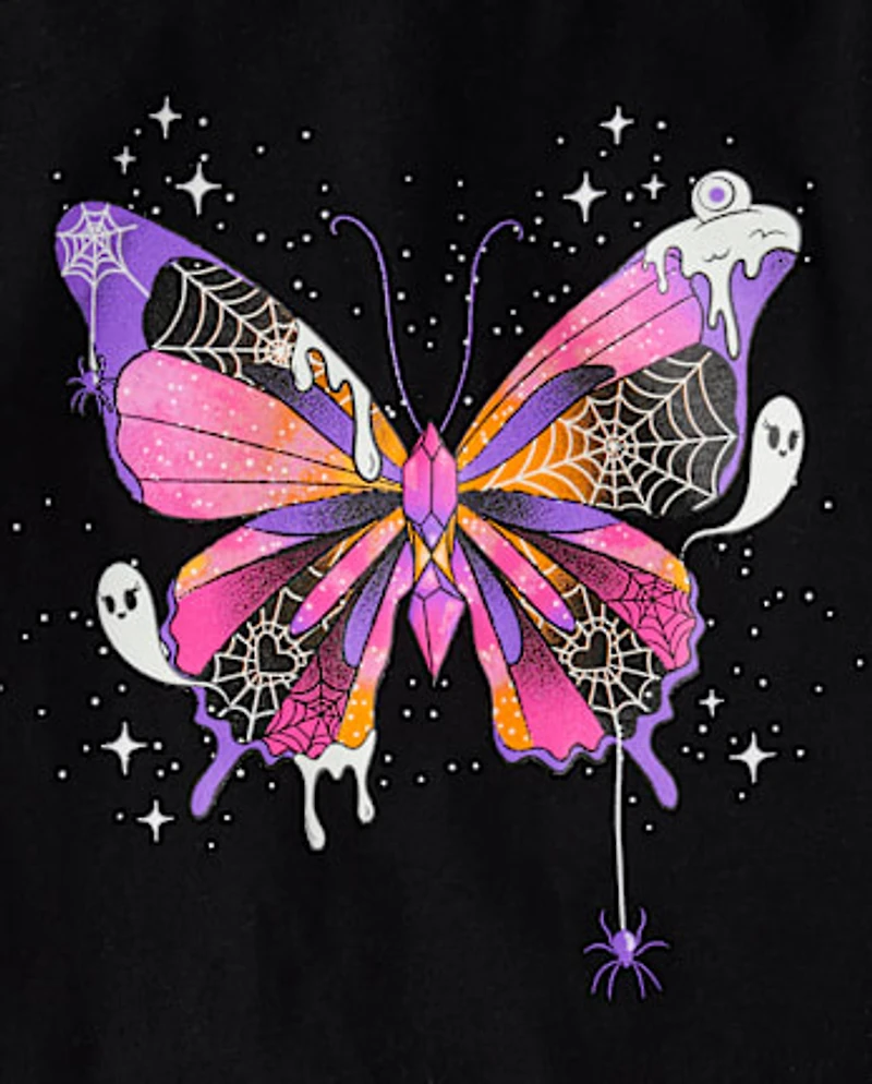 Girls Glow Butterfly Graphic Tee
