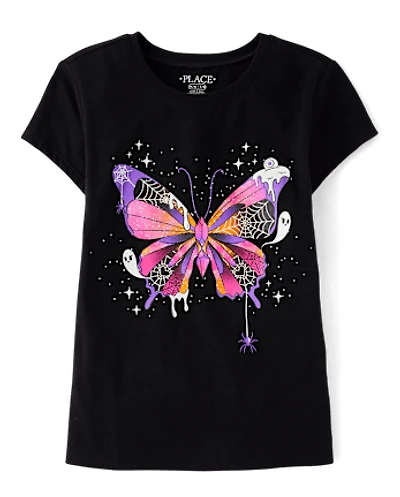 Girls Glow Butterfly Graphic Tee